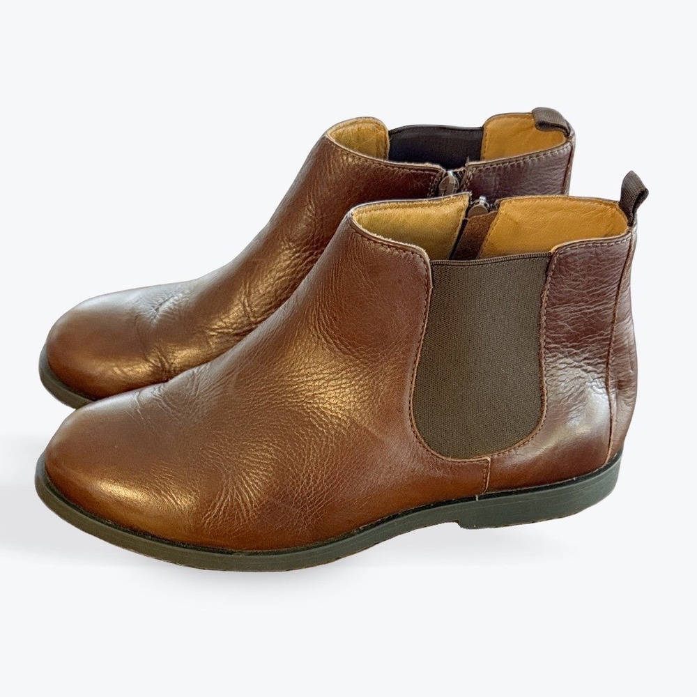 Flag Ltd Womens Brown Pebbled Leather Ankle Boots Side Zip Chelsea 6M 334FY0004